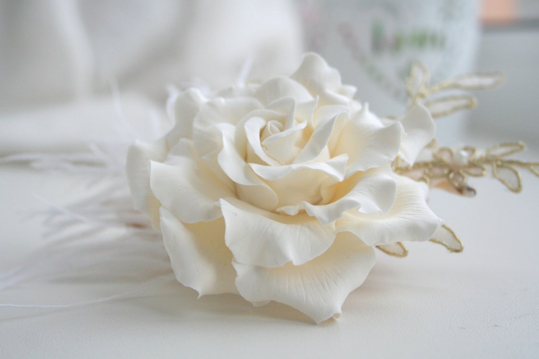 Cream Rose Flower Bridal Hair Flower Wedding Hair Flower - Etsy