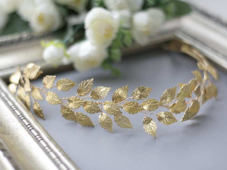 Gold Leaf Crown Gold Wedding Crown Gold Bridal Crown Leaf Etsy