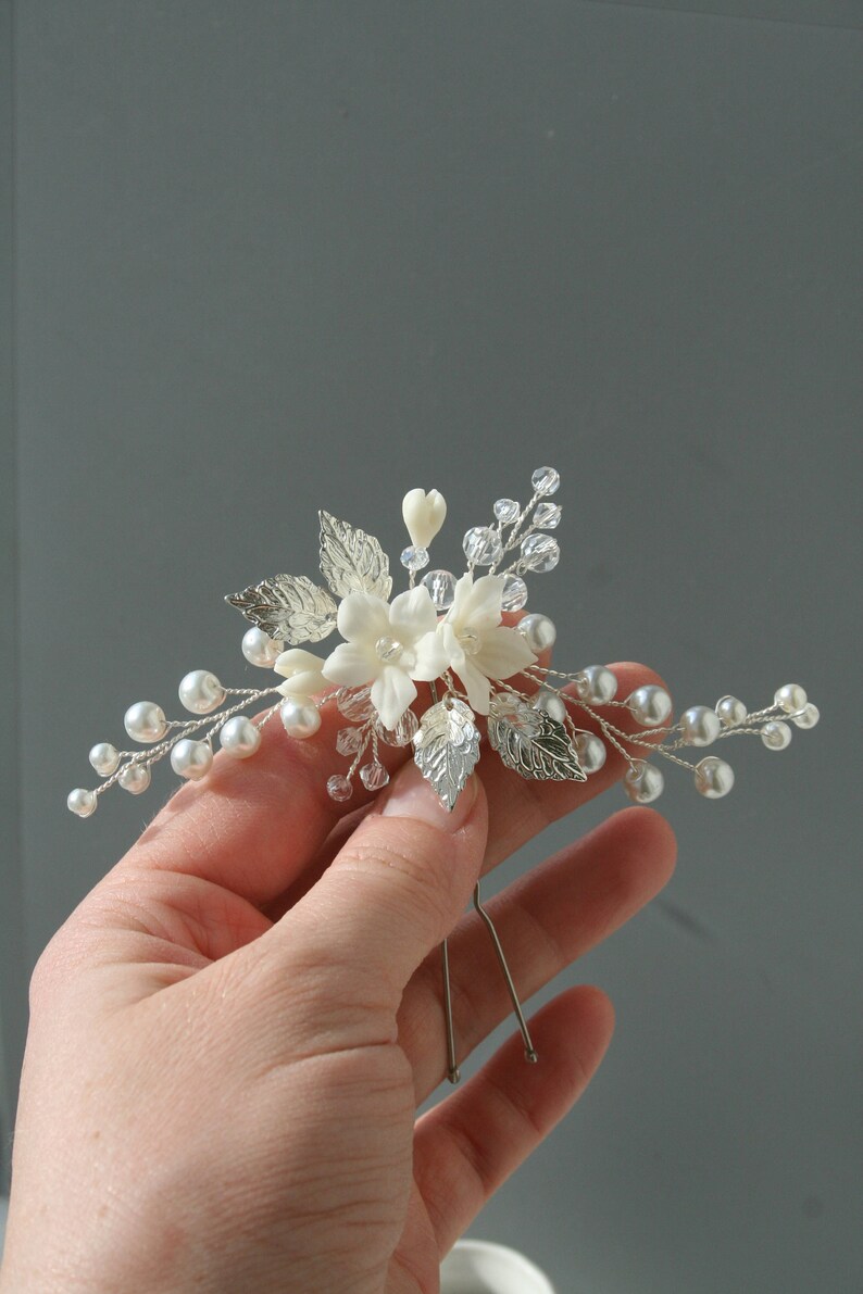 Flower Hair Pin Bridal Hair Pin Flower Blossom Pins Ivory Etsy