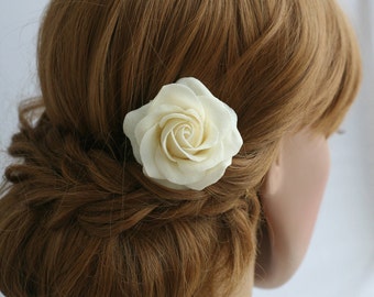 Ivory Wedding hair flower Bridal hair flower Rose hair flower Bridal hair clip Wedding hair clip Bridal accessories Wedding hair accessories