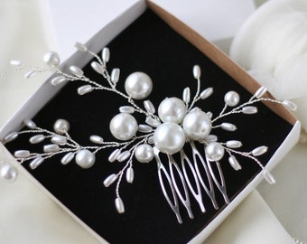 Pearl Hair Piece, Pearl Wedding Hair Comb, Pearl Hair Pins, Bridal Hair Pins, Wedding hair pins, Wedding hair accessories