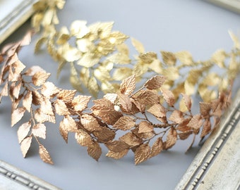 Morceau de cheveux de feuille d'or, morceau de cheveux de mariage en or, cheveux de liane de feuille, morceau de cheveux de mariée de feuille, liane de mariage d'or, accessoires de cheveux de mariée