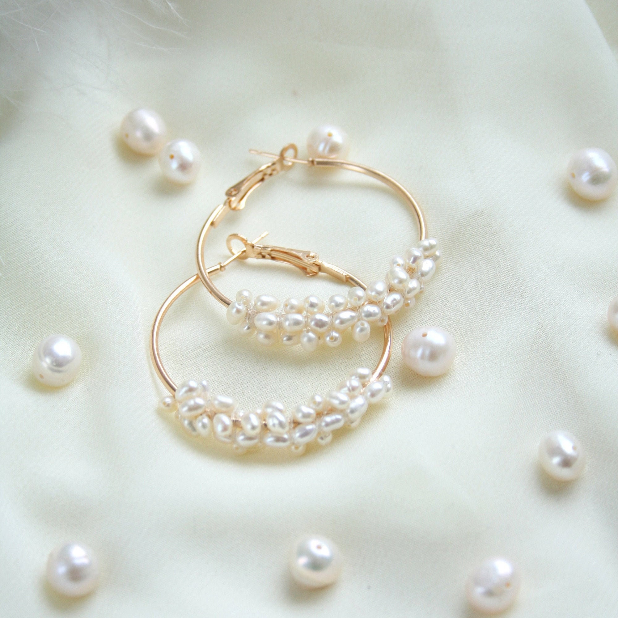 Freshwater Pearl Hoop Earrings Wedding Earrings Pearl Gold Etsy Australia