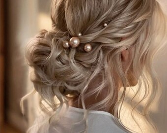 30 Forcine Per Capelli Con Perle A U - Per Matrimoni, Feste, Acconciature Eleganti