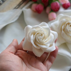 Ivory White rose Bridal Hair flower Bridal Hair accessories Wedding Hair flower Bridal hair clip Rose hair Wedding hair accessories image 4