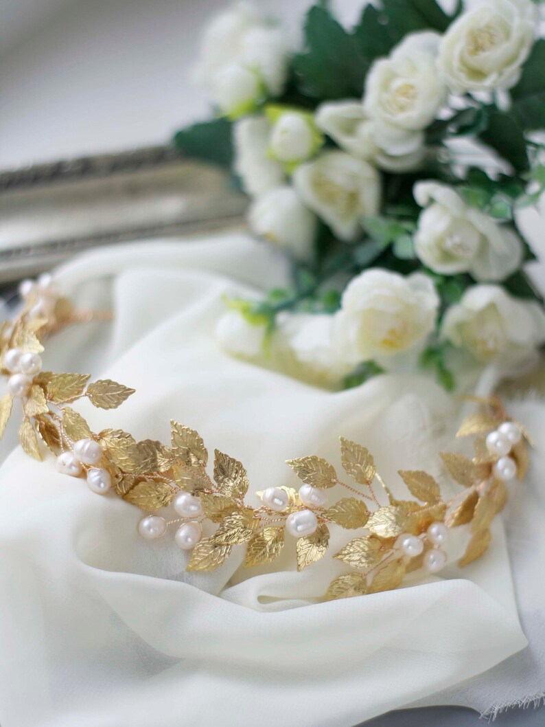 Gold Leaf Crown Gold Wedding Crown Gold Bridal Crown Leaf Etsy