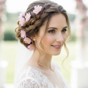 Sakura Blossom Hair Pins: Pink Cherry Flower Clip, Bridal Hair Accessory