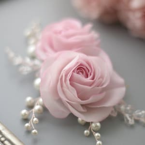 Blush Flower hair comb, Blush Bridal hair comb, Rose hair piece, Bridal Flower comb, Pink Flower pins, Wedding hair comb