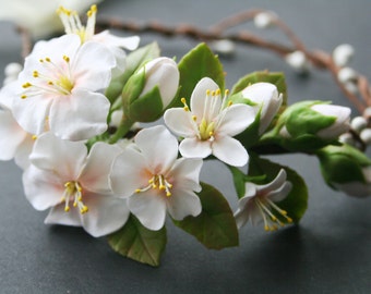 Apple blossom Bridal flower crown, Wedding flower crown, Flower crown, Bridal headpiece, blossom hair, floral headband, Tiara, crown, wreath