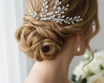 Crystal Wedding Hair Comb: Bridal Headpiece, Silver or Gold
