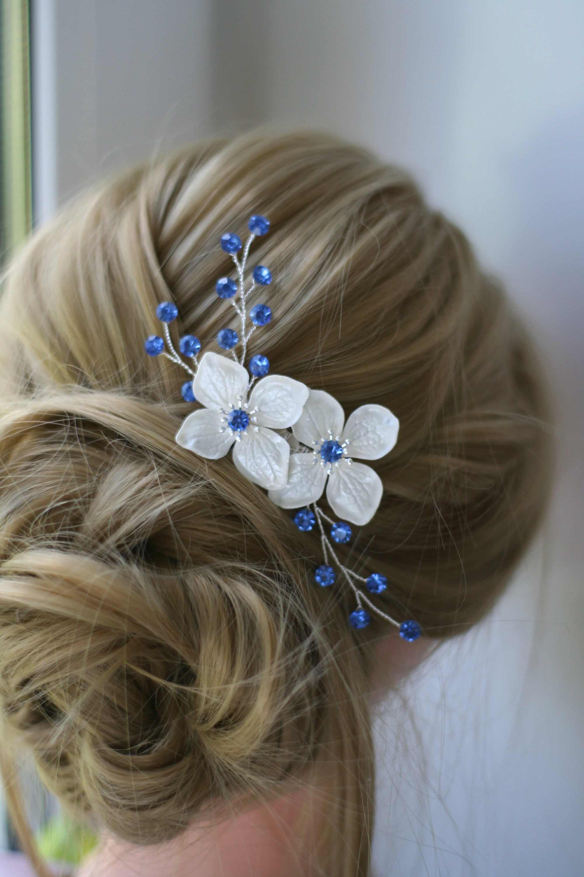 Hochzeits-Haarkamm In Königsblau Mit Kristall & Saphir – Elegant Für Braut, Party & Festivals