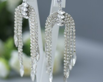 Crystal Earrings Wedding Earrings Crystal Bridal Earrings Rhinestone Earrings Wedding Boho Earrings