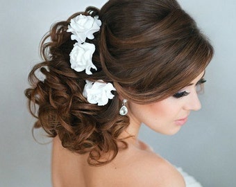 1 psc Ivory Rose Hair Pin Bruiloft Hair Pins Flower Bridal Haip Pins Flower Bridal Hair Accessories Wedding Hair Accessories
