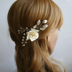 Ivory Rose Hair Pin, Ivory Bridal Hair Pin Flower Bridal Hair Pin Flower Wedding Hair Pin Bridal hair accessories