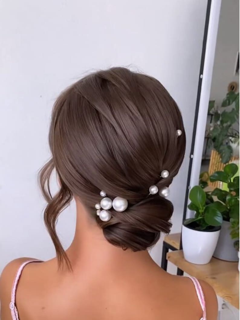 Large Pearl Hair Pins Pearl Wedding Hair Pins Pearl Bridal hair pins Wedding hair accessories Bridal hair accessories image 5