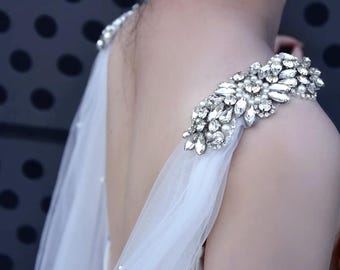 Rhinestone Tulle Bridal Cape: Wedding Shoulder Veil