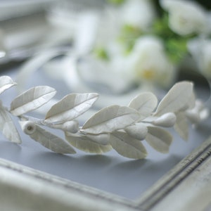 Handmade Greek Leaf Bridal Crown: Polymer Clay Wedding Tiara