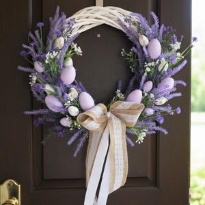Lavender Easter Egg Wreath: Spring Front Door Decor