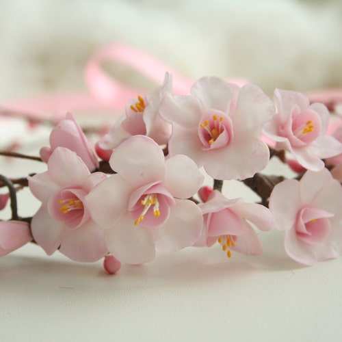 Sakura Blossom Crown Wedding Crown Flower Bridal shops Crown Wedding Headpiece Sakura Flower Blossom hair piece Wedding hair accessories