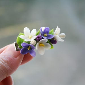 Flower hair clip - flower hair accessories - lilac hair - floral hair clip - Polymer clay flower clip - hair accessories - hair flowers