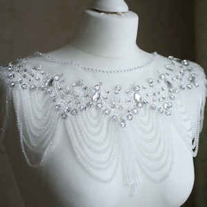 Shoulder Necklace Wedding Bolero Beaded Bridal Bolero Wedding Cover Up Rhinestone Bolero Lace Bridal accessory