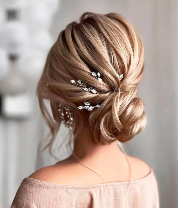 Crystal Hair Pins Set of 4 Miley Rose Gold Crystal Hair Pins Set of 4 Bridal Hair  main image 3