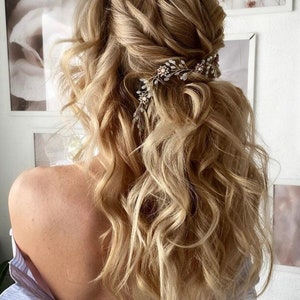 Gold Bridal Crown: Crystal Flower Wedding Hair Vine