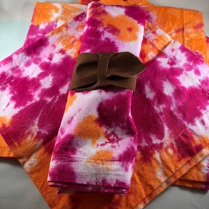 Tie-dyed dinner napkins, 100% cotton, set of four