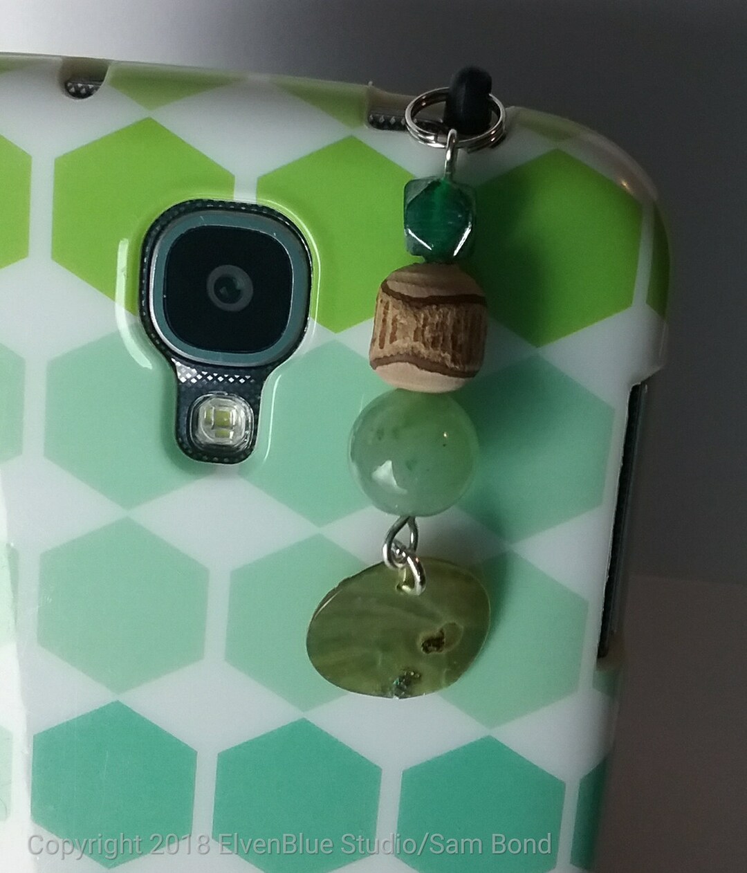 Shells Phone Charm Green Shell and Wood Phone Charm - Etsy
