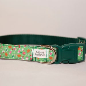 Green Holiday Sweet Treats Dog Collar 1&quot; 2 Sizes to Choose from
