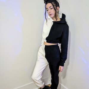 Half black 2025 half white hoodie