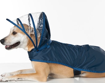 Dog Raincoat - Navy Blue - Rainbow Line