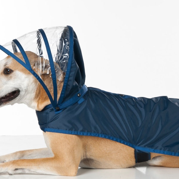 Dog Raincoat - Navy Blue - Rainbow Line