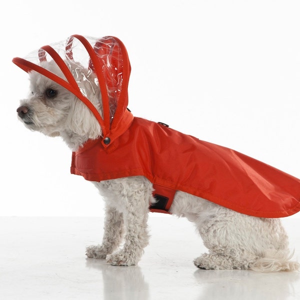 Dog Raincoat - Red - Rainbow Line
