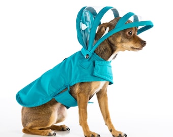 Dog Raincoat - Teal - Rainbow Line
