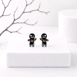 Voodoo Doll Earrings, Witchy Jewelry, Halloween Earrings Studs