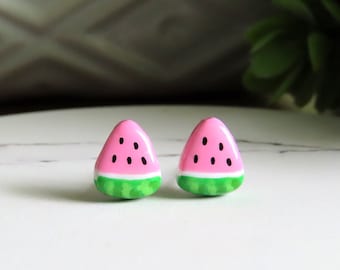 Watermelon Earrings | Fruit Earrings | Food Earrings | Titanium Earrings | Small Cute Earrings Studs