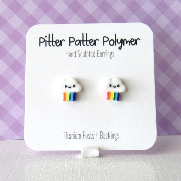 Rainbow Cloud Earrings, Kawaii Earrings, Cute Earrings, Pride Earrings, Pride Gift