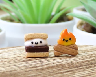 Smores Campfire Earrings | Camping Gift | Food Earrings Studs | Outdoorsy Gift | Nature Lovers Gift | Cute Earrings | Funny Earrings For Her