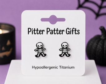 Skeleton Earrings, Halloween Earrings, Rad Tech Gift, Hypoallergenic Titanium Posts