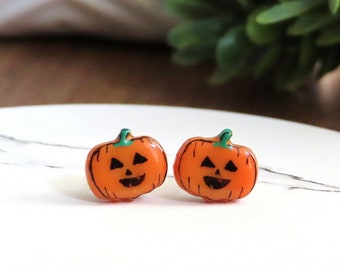 Jack o Lantern Pumpkin Earrings | Halloween Earrings | Halloween Jewelry | Fall Earrings | Horror Earrings | Retro Halloween