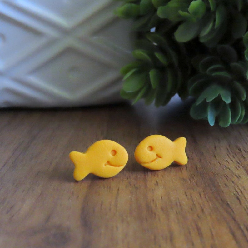Goldfish Earrings Quirky Earrings Funny Earrings Snack Food Earrings Teacher Appreciation Gift Foodie Gift Goldfish Cracker image 4