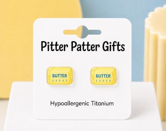 Butter Earrings, Food Earrings, Titanium Posts