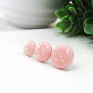 SOFT PINK Opal Clay Earrings | Simple Stud Earrings | Hypoallergenic Titanium Posts for Sensitive Ears