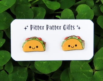 Kawaii Taco Earrings, Food Earrings Studs, Fun Earrings, Titanium Earrings