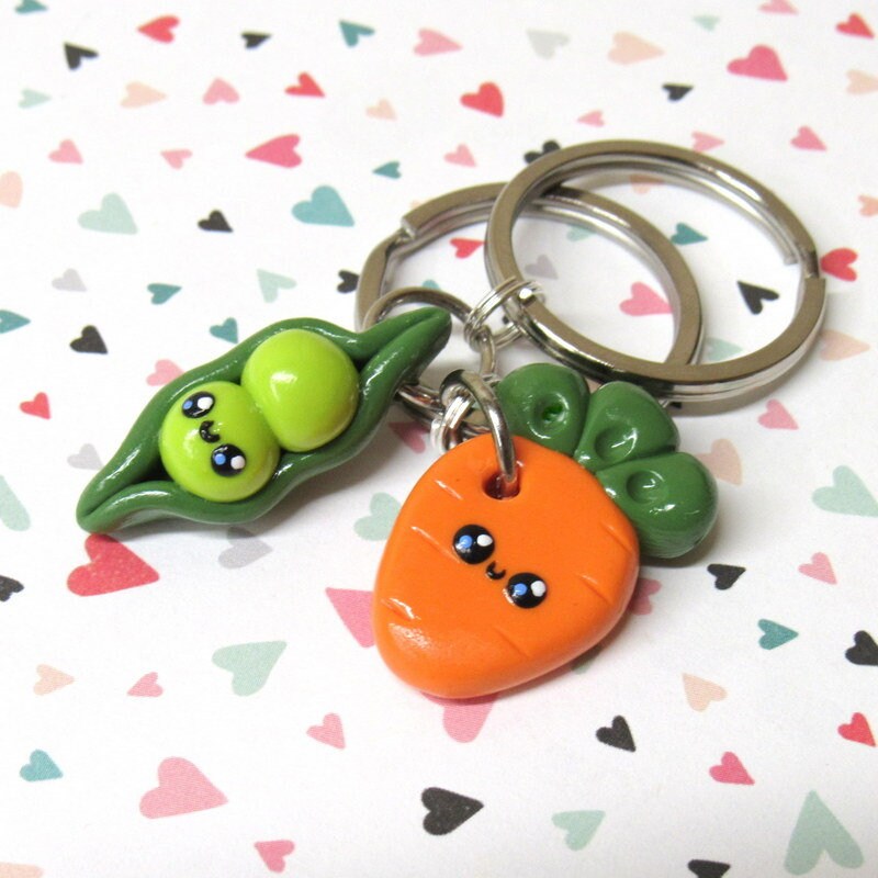 Peas and Carrot Friendship Keychains Best Friends Keychains Etsy