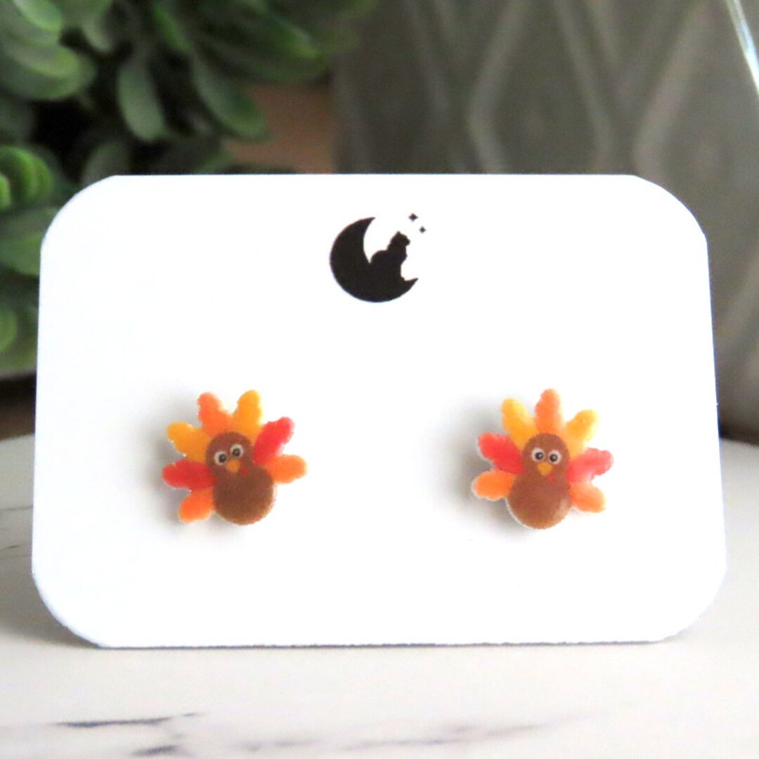 Sunnity Thanksgiving Turkey Fish Hook Earrings – Silver-tone Fall Harvest Jewelry
