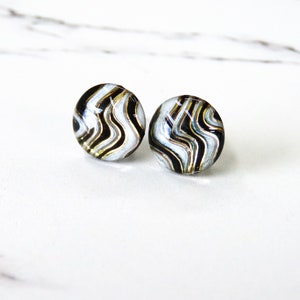 WHITE and BLACK Wave Studs, 10mm, Lightweight Resin Studs, Titanium Posts