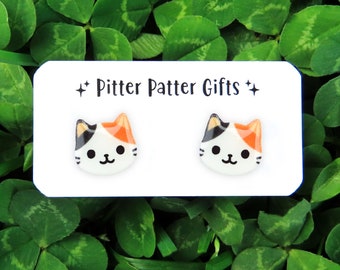 CALICO Cat Earrings, Cute Earrings, Titanium Earrings, Hypoallergenic for Sensitive Ears