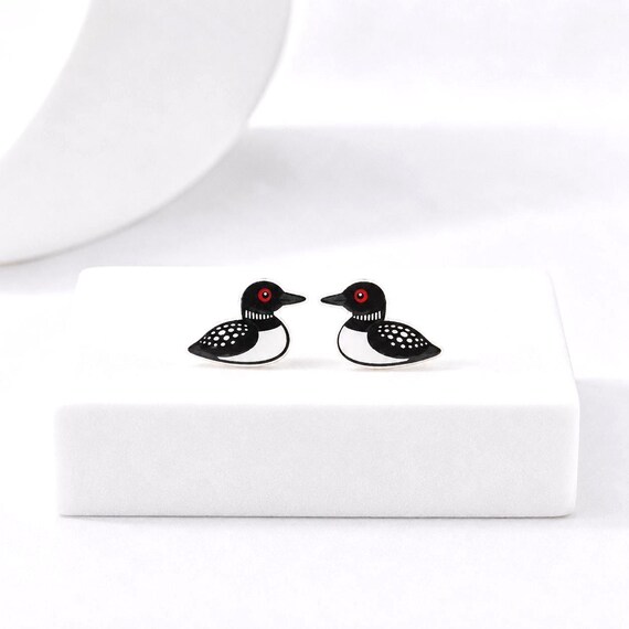 Loon Stud Earrings, Bird Earrings, Titanium Posts, Nature Lover Gift